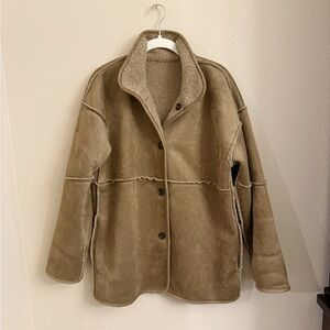 Reversible Vegan Suede Sherpa Jacket